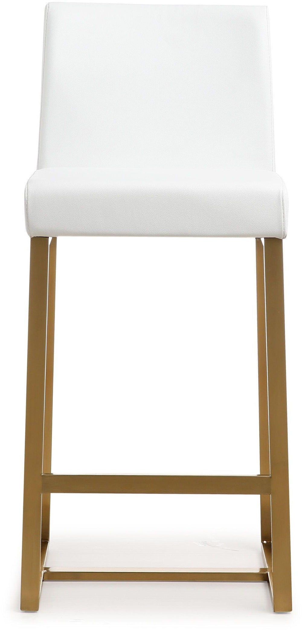 Denmark White Performance Vegan Leather Counter Stool with Gold Base - Set of 2