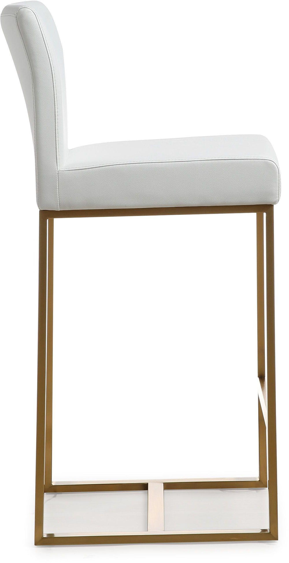 Denmark White Performance Vegan Leather Counter Stool with Gold Base - Set of 2