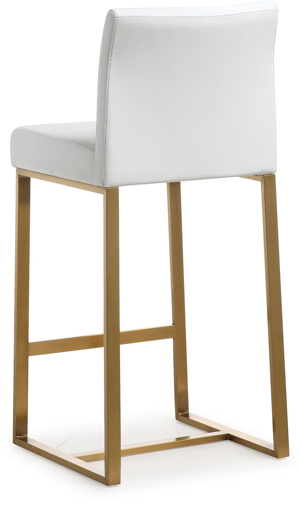 Denmark White Performance Vegan Leather Counter Stool with Gold Base - Set of 2