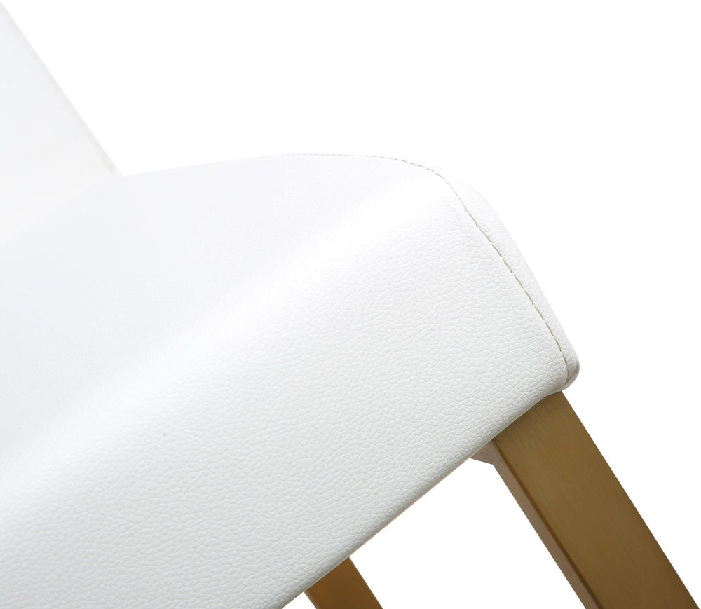 Denmark White Performance Vegan Leather Counter Stool with Gold Base - Set of 2