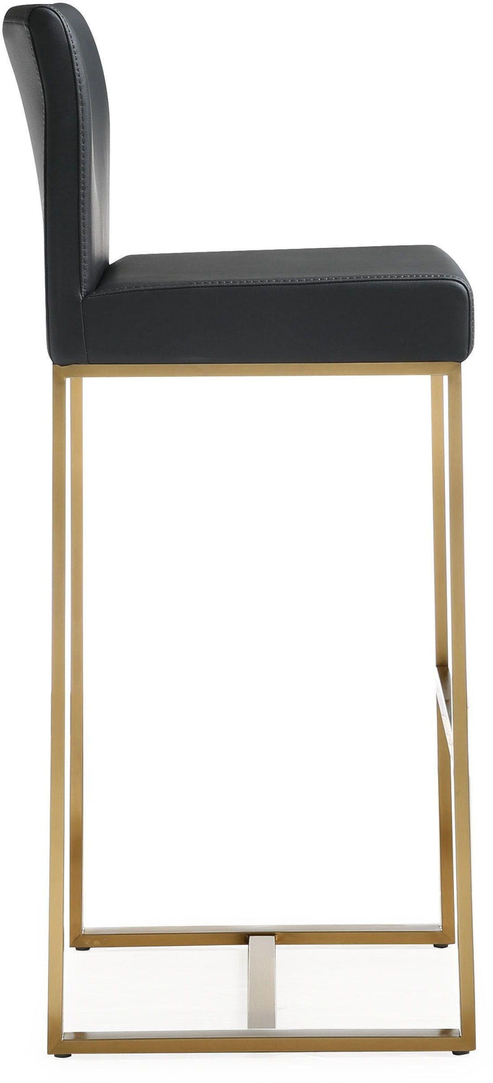 Denmark Black Performance Vegan Leather Bar Stool with Gold Base - Set of 2