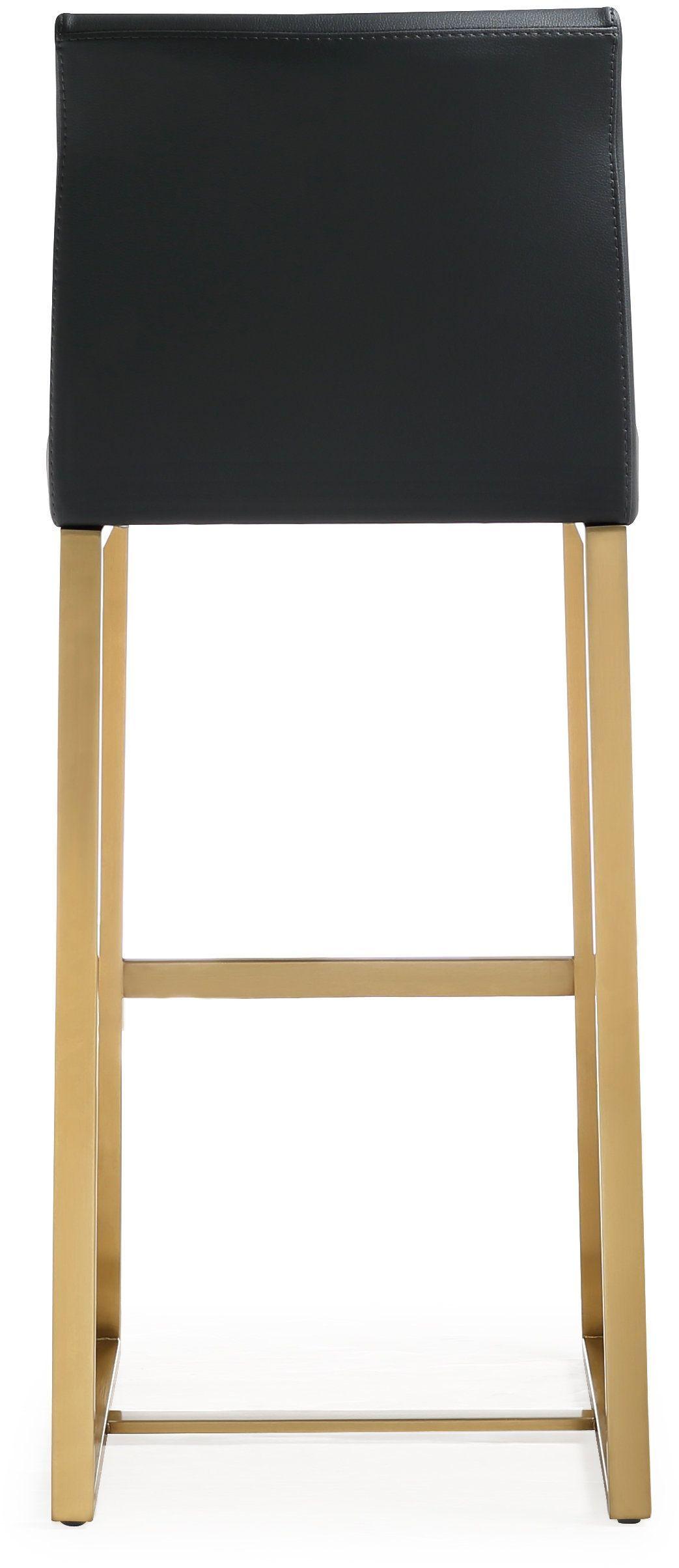 Denmark Black Performance Vegan Leather Bar Stool with Gold Base - Set of 2