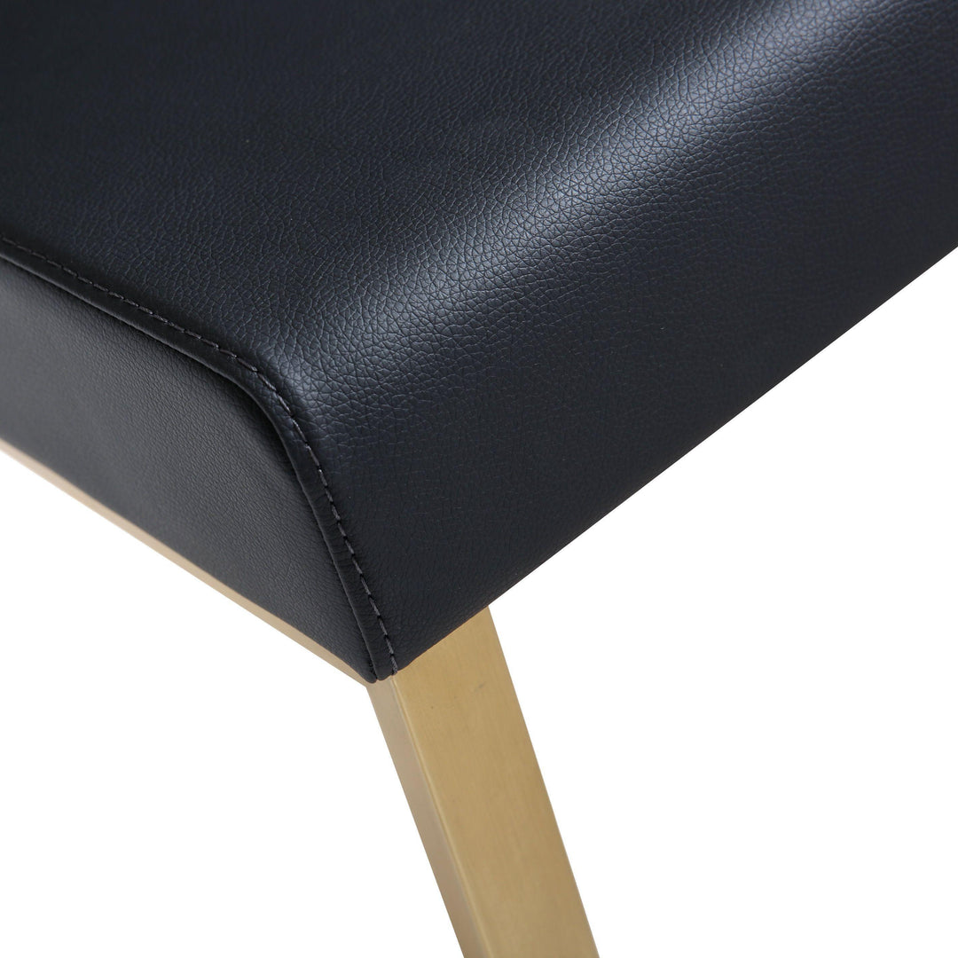Denmark Black Performance Vegan Leather Bar Stool with Gold Base - Set of 2