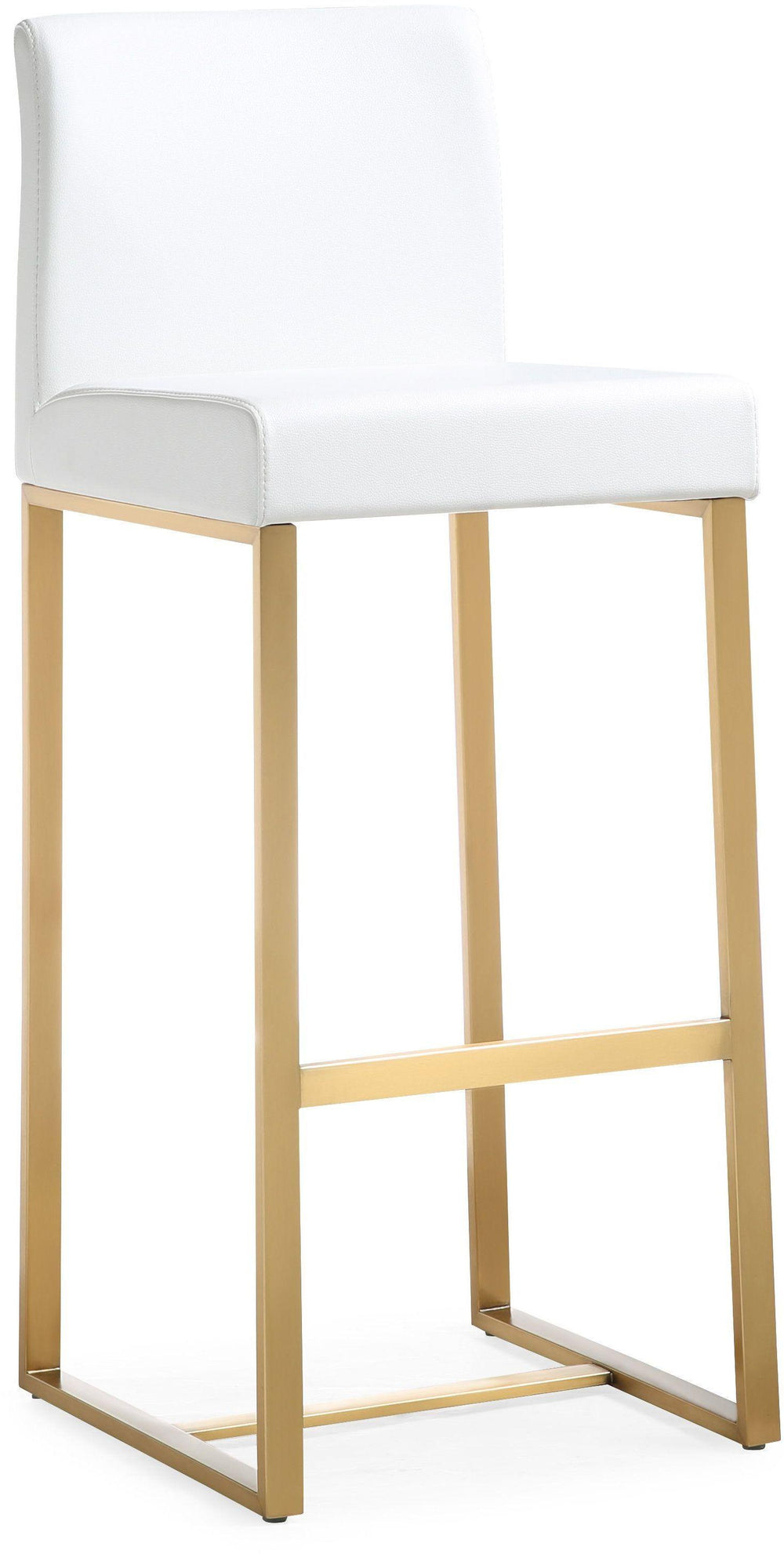 Denmark White Performance Vegan Leather Bar Stool with Gold Base - Set of 2