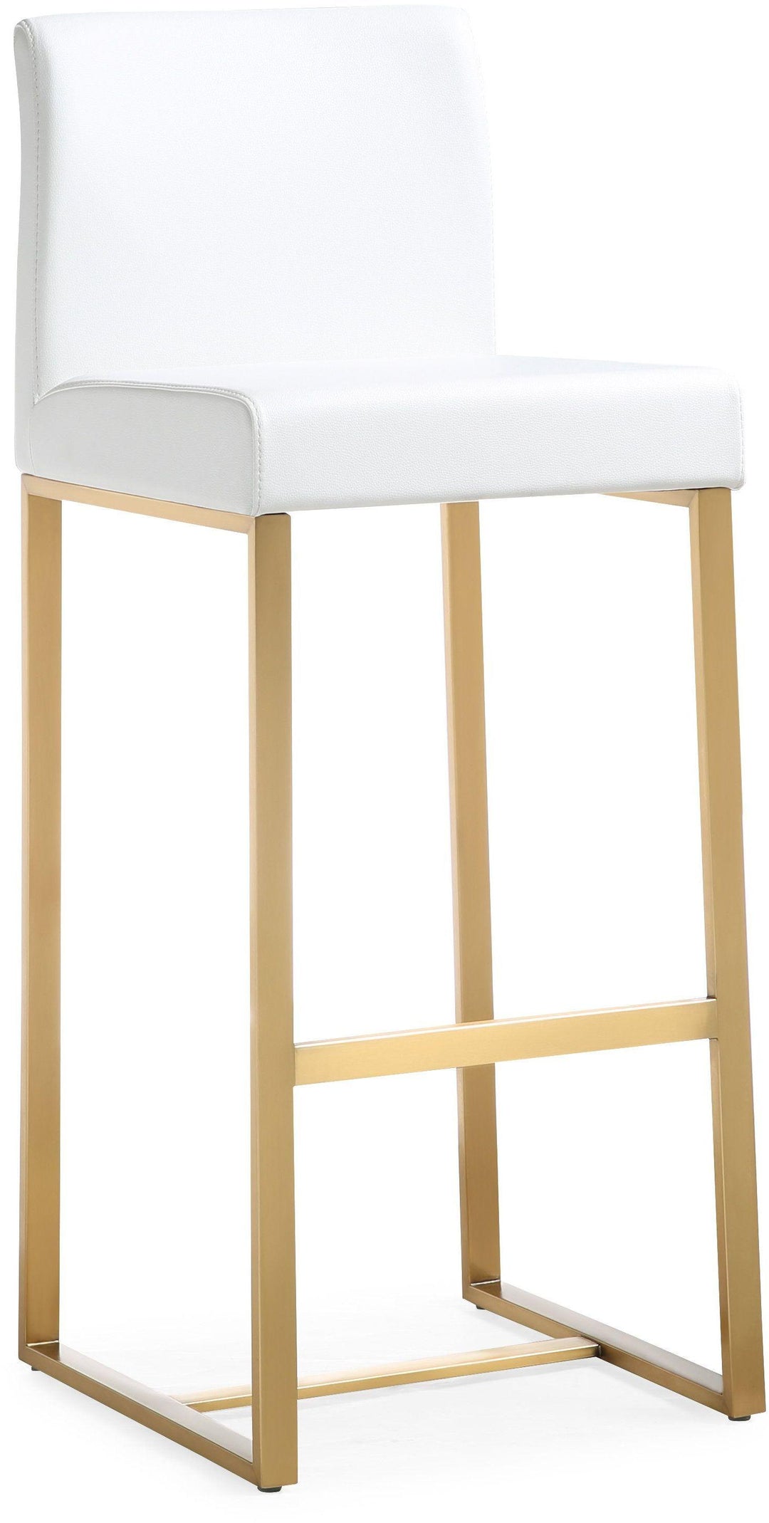 Denmark White Performance Vegan Leather Bar Stool with Gold Base - Set of 2