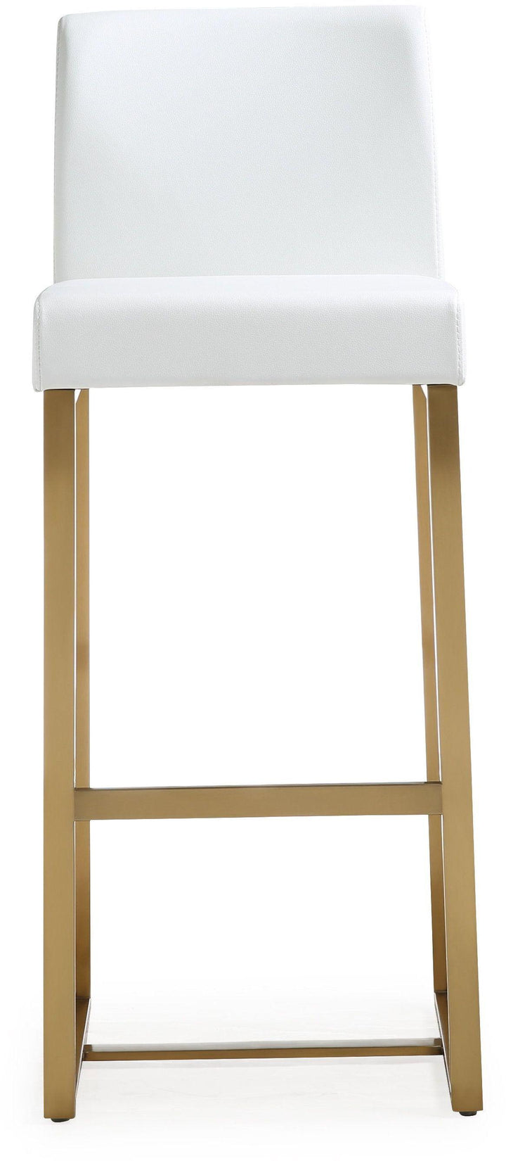 Denmark White Performance Vegan Leather Bar Stool with Gold Base - Set of 2