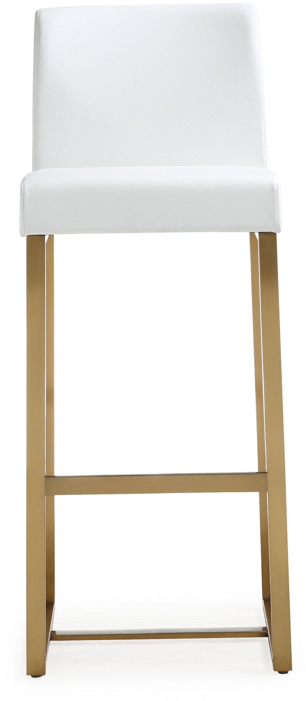 Denmark White Performance Vegan Leather Bar Stool with Gold Base - Set of 2