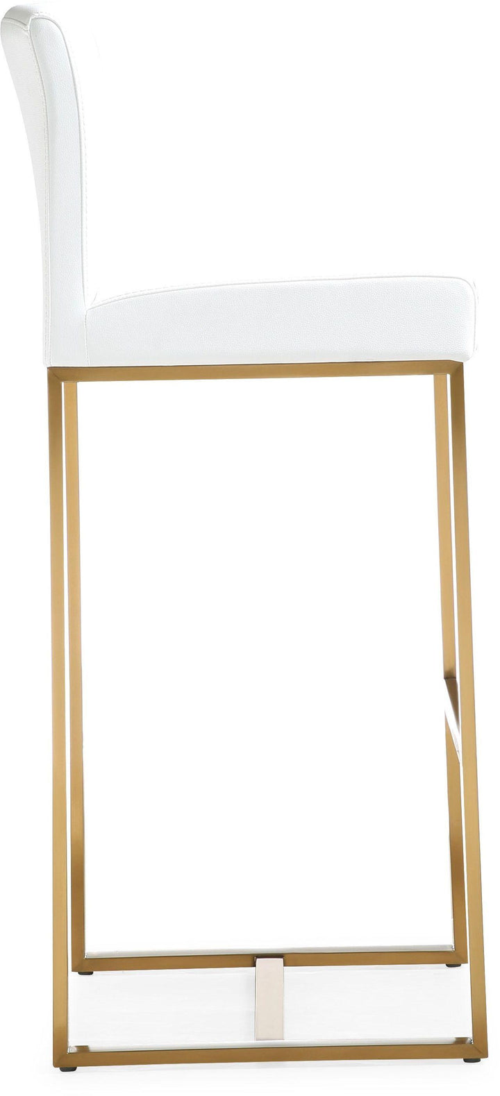 Denmark White Performance Vegan Leather Bar Stool with Gold Base - Set of 2