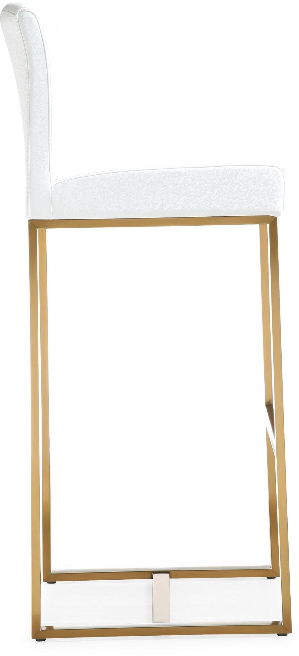 Denmark White Performance Vegan Leather Bar Stool with Gold Base - Set of 2