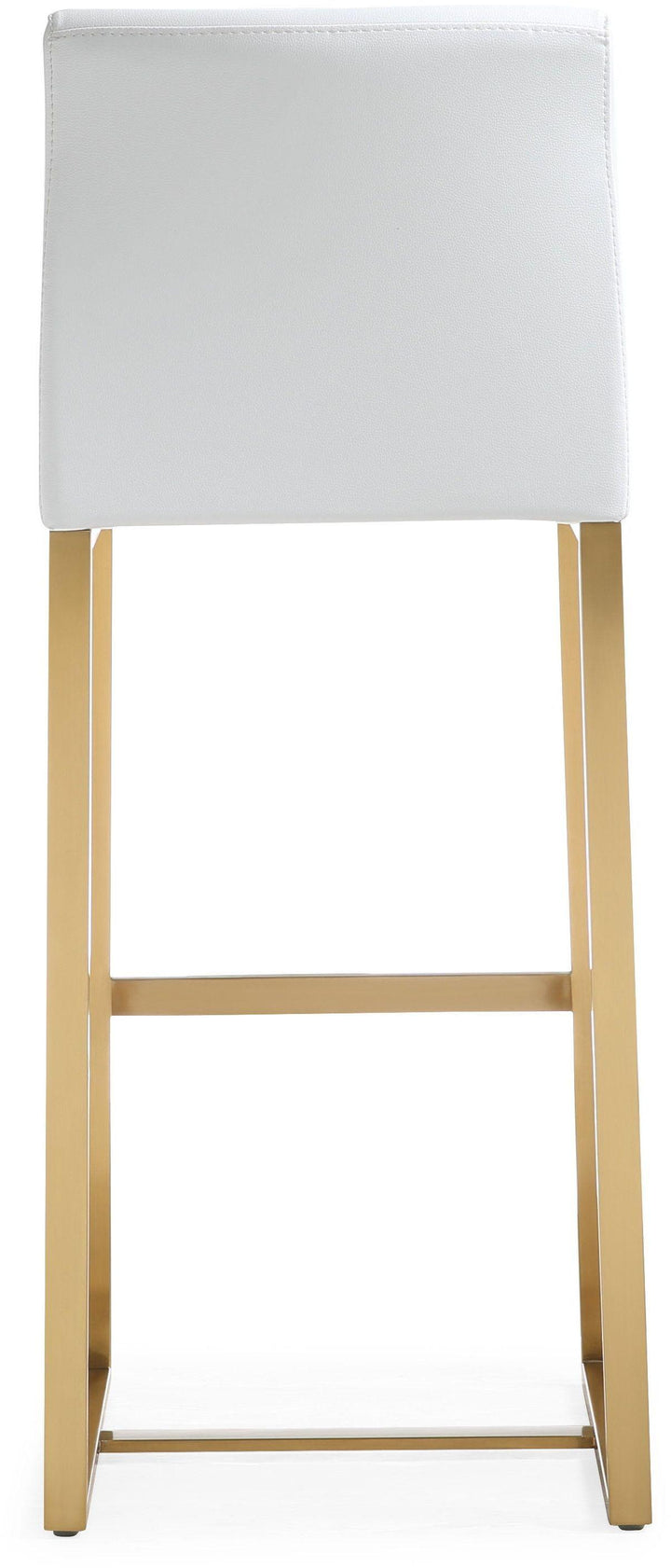 Denmark White Performance Vegan Leather Bar Stool with Gold Base - Set of 2