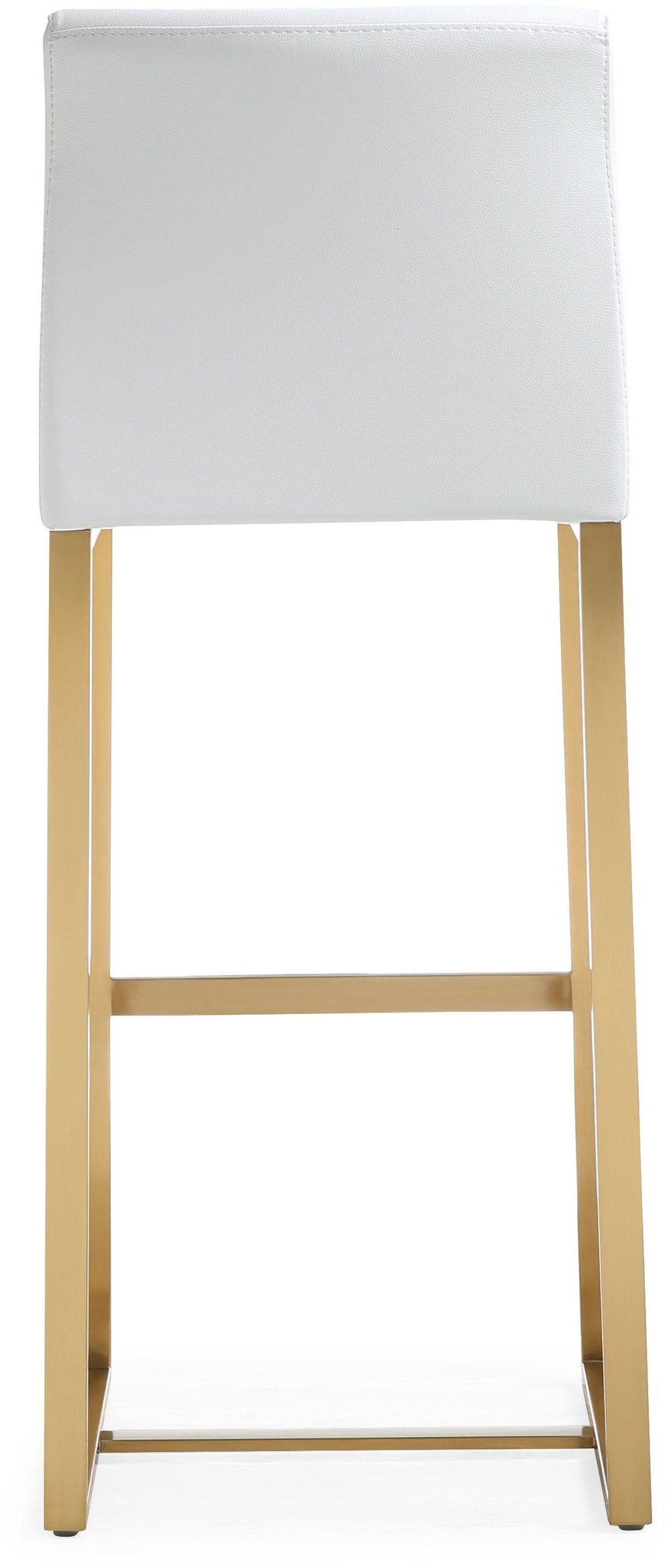 Denmark White Performance Vegan Leather Bar Stool with Gold Base - Set of 2