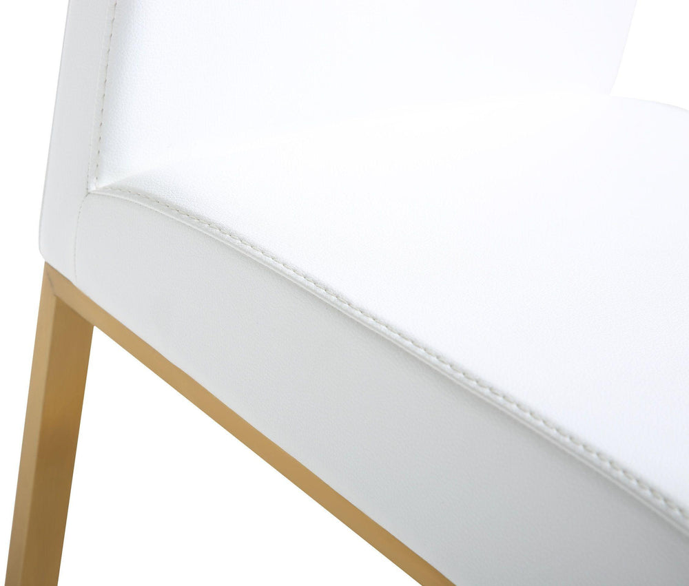 Denmark White Performance Vegan Leather Bar Stool with Gold Base - Set of 2