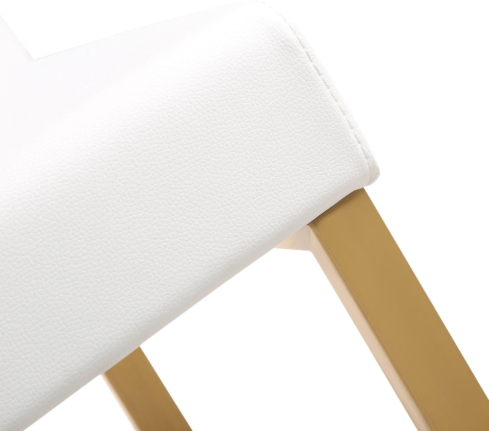 Denmark White Performance Vegan Leather Bar Stool with Gold Base - Set of 2
