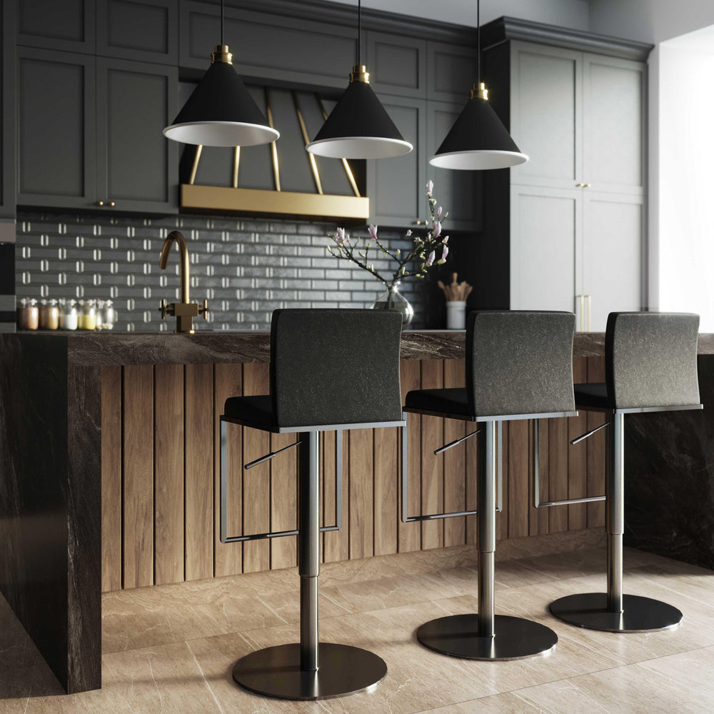 Amalfi Black Performance Vegan Leather Adjustable Stool
