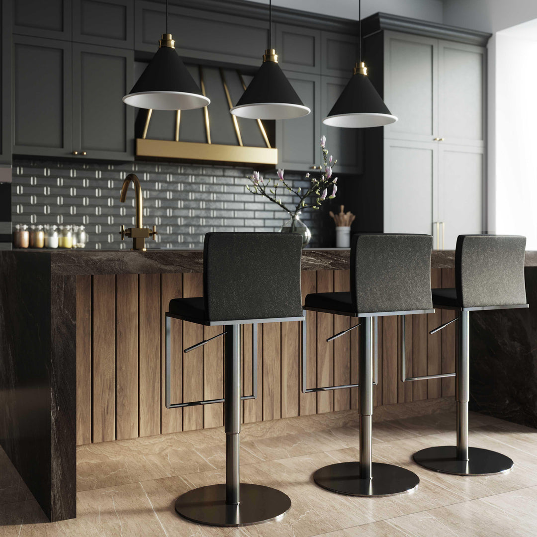 Amalfi Black Performance Vegan Leather Adjustable Stool