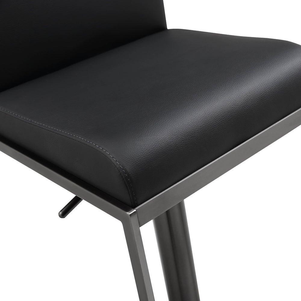 Amalfi Black Performance Vegan Leather Adjustable Stool