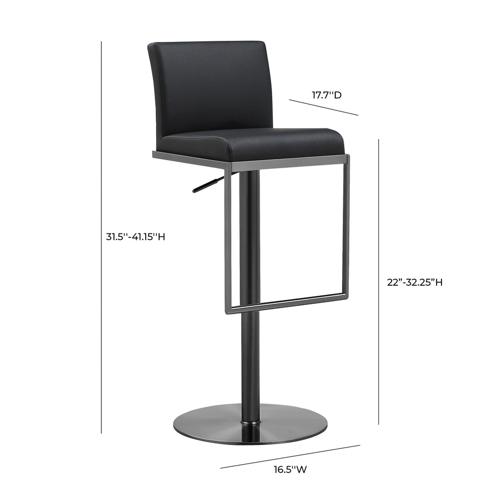 Amalfi Black Performance Vegan Leather Adjustable Stool