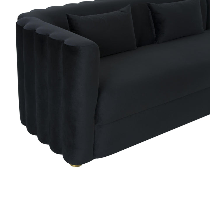 Callie 2-Piece Performance Velvet L-Shaped Sectional - Black / RAF