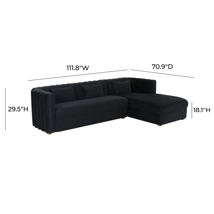 Callie 2-Piece Performance Velvet L-Shaped Sectional - Black / RAF