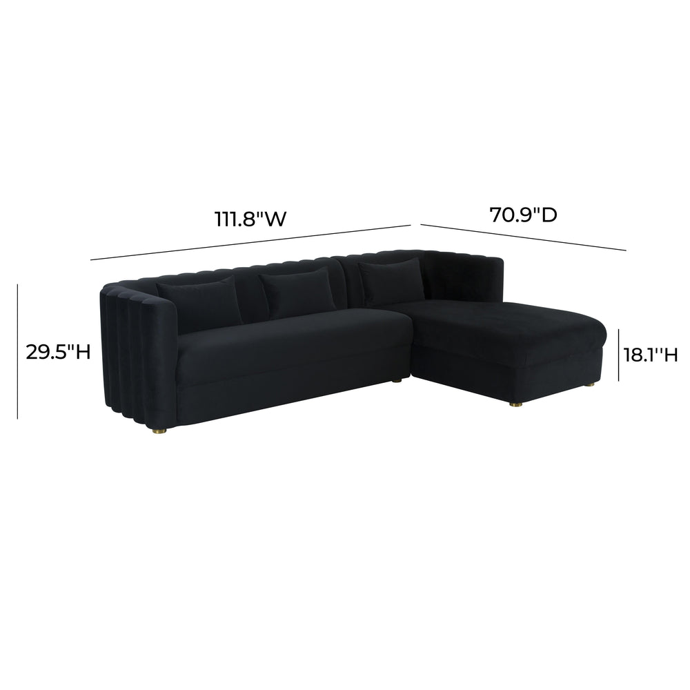 Callie 2-Piece Performance Velvet L-Shaped Sectional - Black / RAF