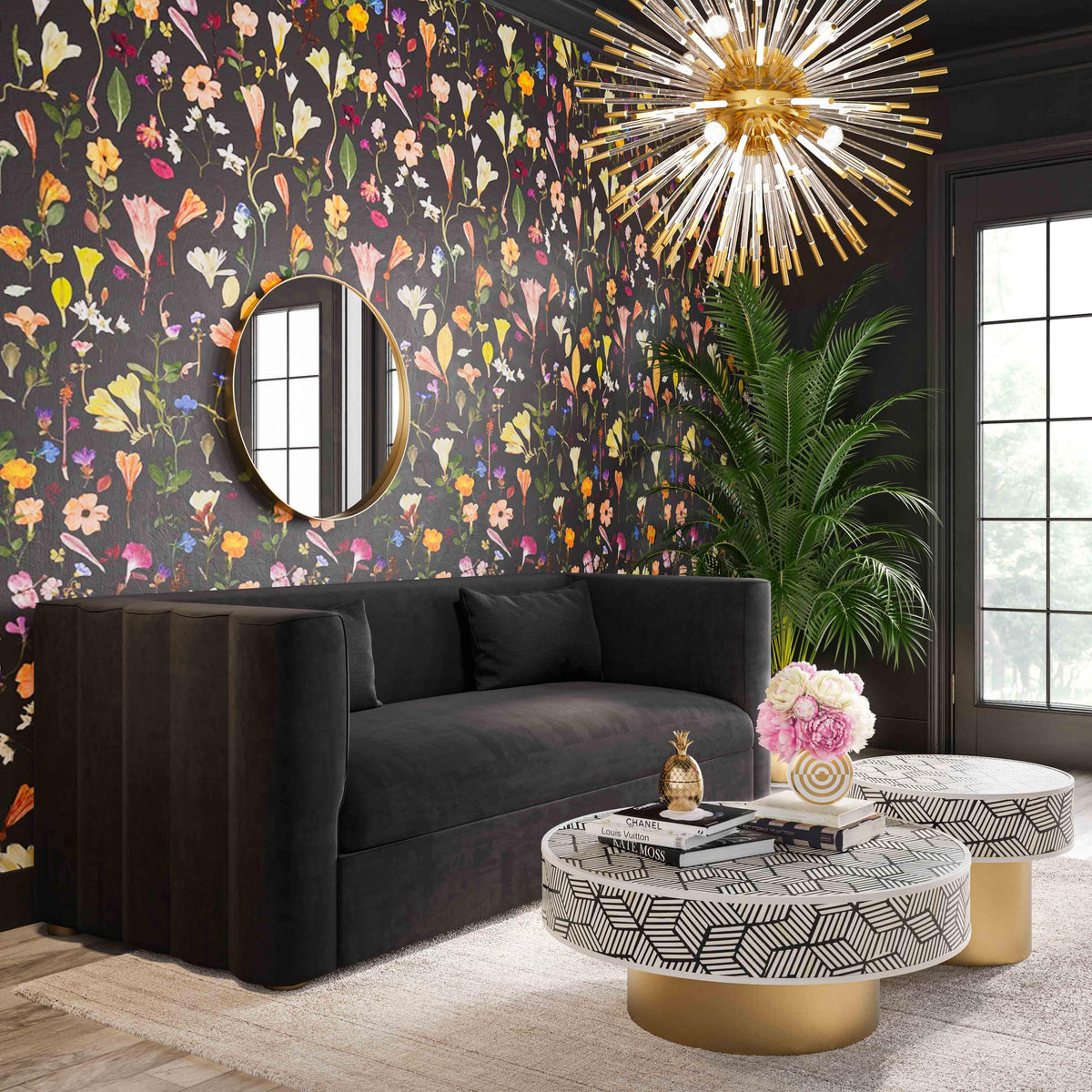 Callie 2-Piece Performance Velvet L-Shaped Sectional - Black / LAF