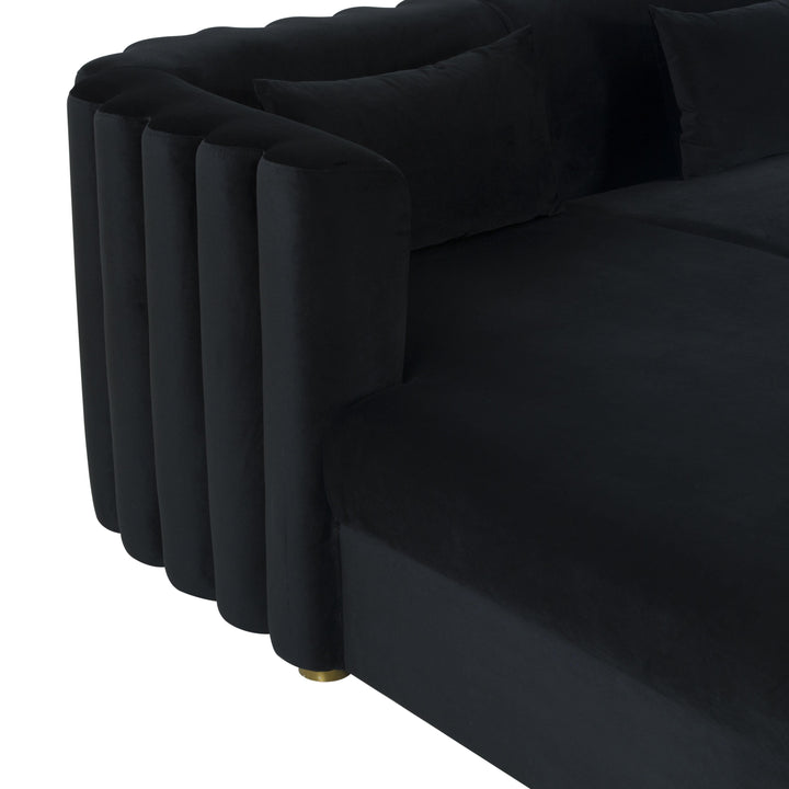 Callie 2-Piece Performance Velvet L-Shaped Sectional - Black / LAF