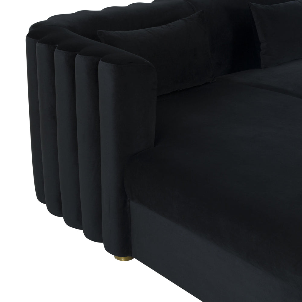 Callie 2-Piece Performance Velvet L-Shaped Sectional - Black / LAF
