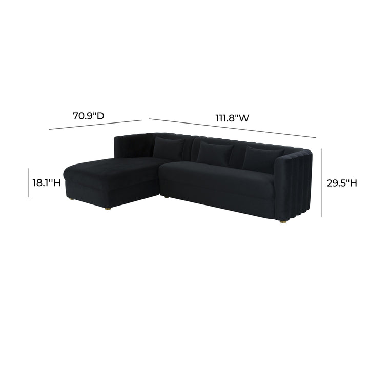 Callie 2-Piece Performance Velvet L-Shaped Sectional - Black / LAF