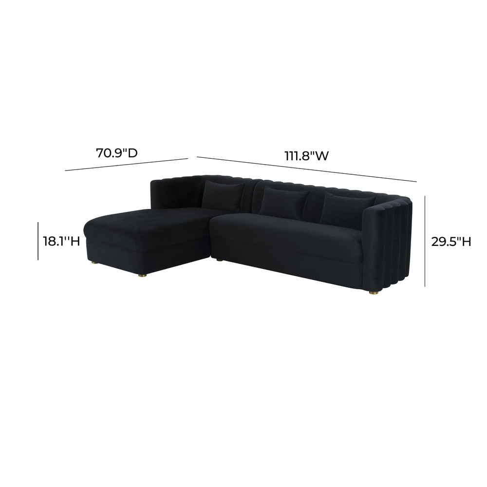 Callie 2-Piece Performance Velvet L-Shaped Sectional - Black / LAF