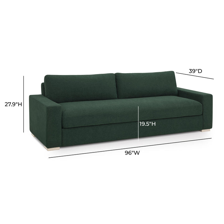 Beckham 96" Performance Chenille Green Sofa