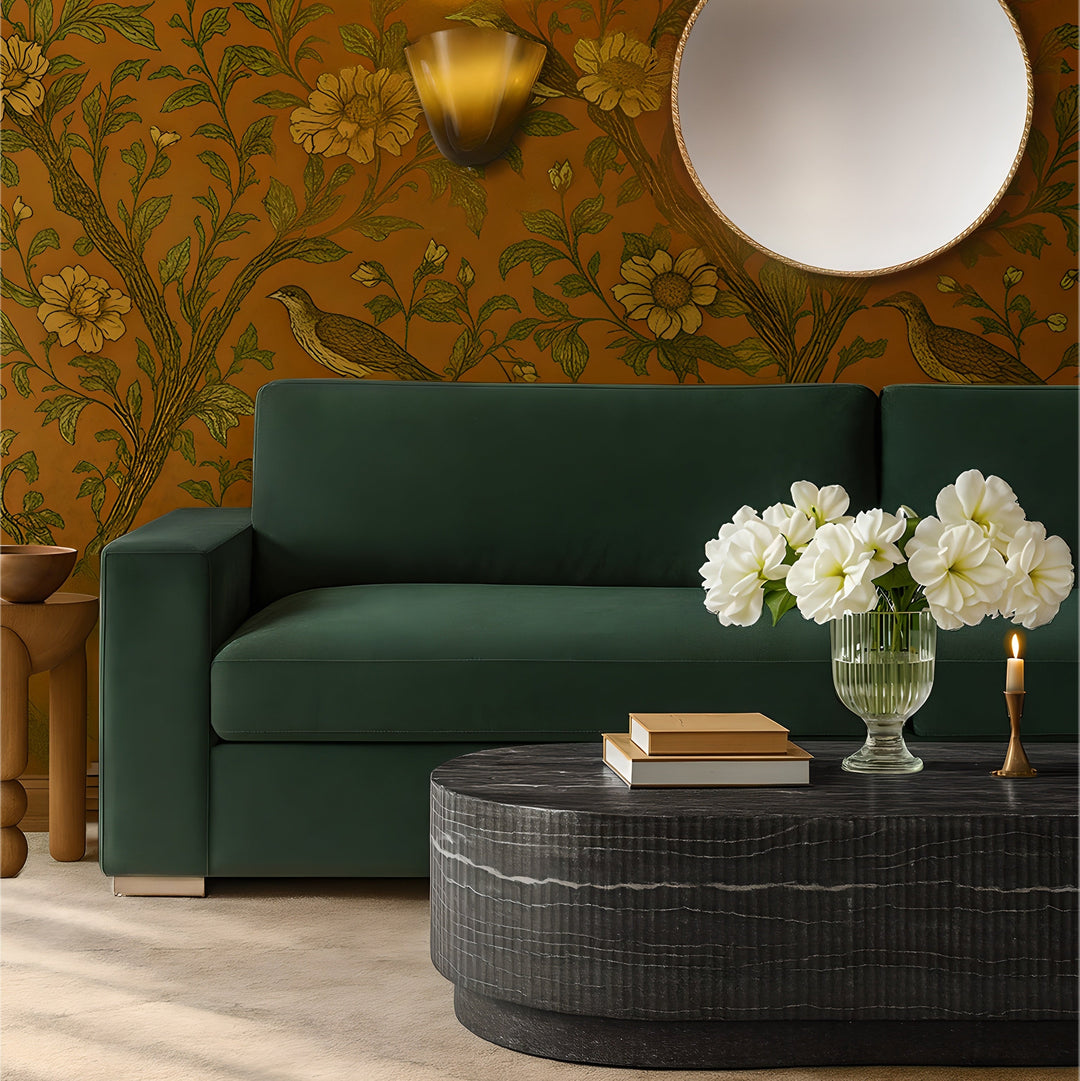Beckham 96" Performance Chenille Green Sofa