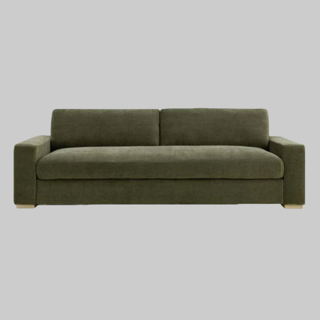 Beckham 96" Upcycled Chenille Sofa - Olive Green