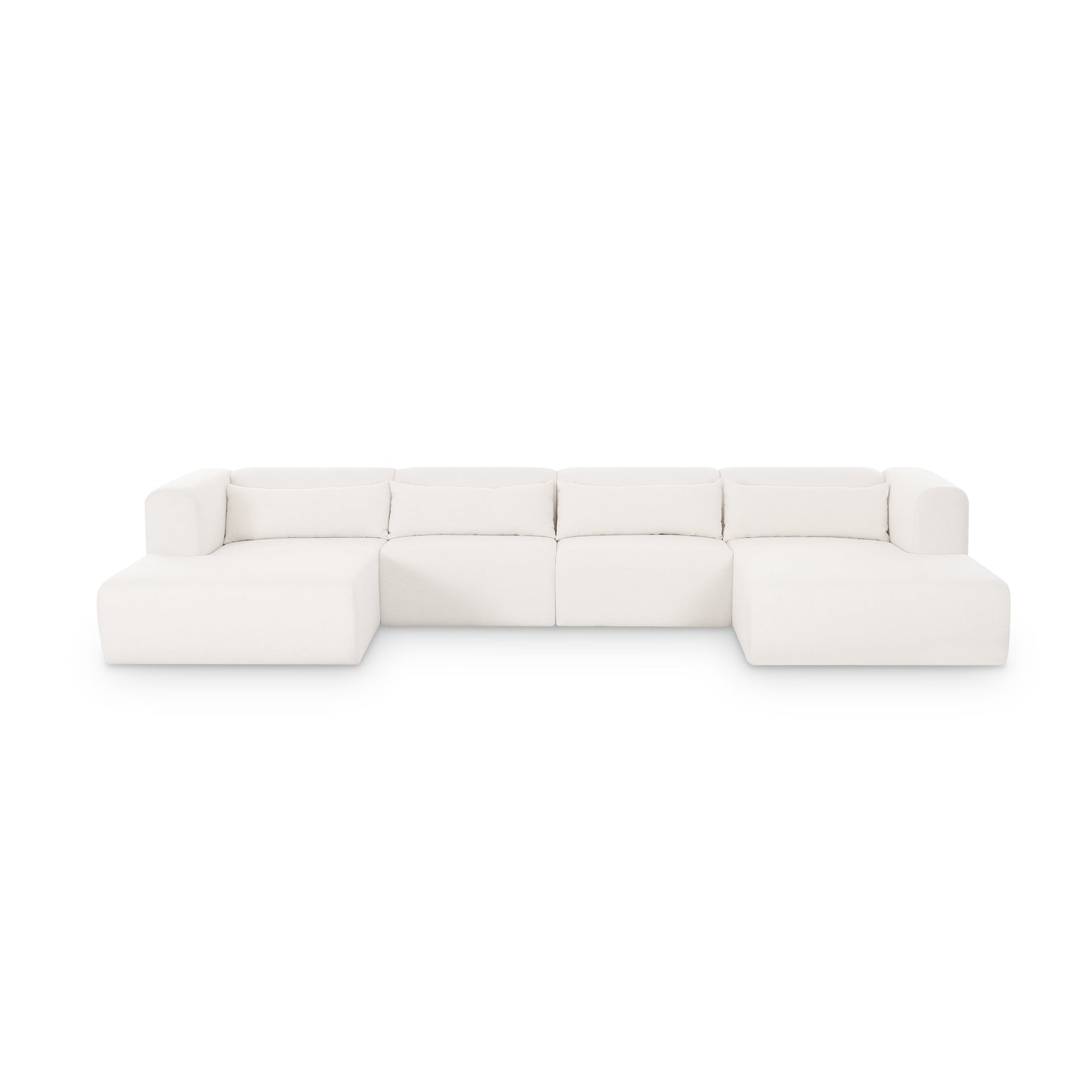 TOV Furniture Tarra 4-Piece Cream Performance Chenille Modular U-Sectional