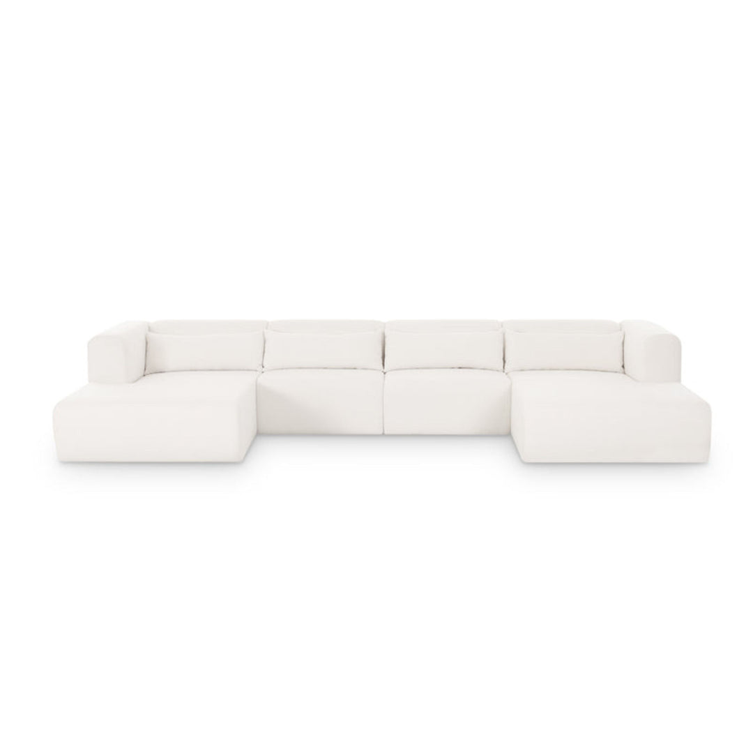 Tarra 4-Piece Cream Performance Chenille Modular U-Sectional