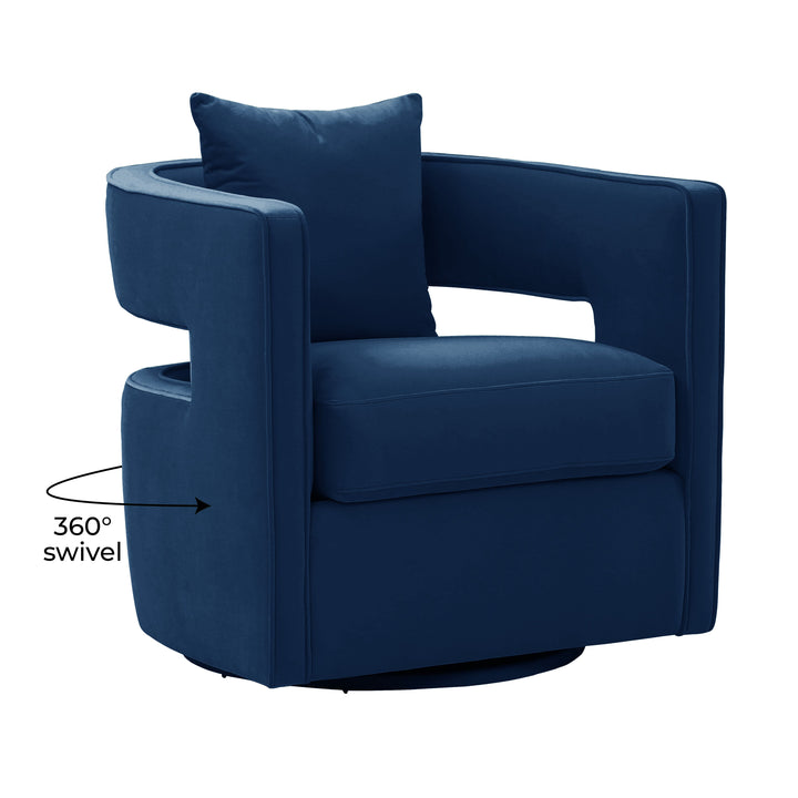 Kennedy Performance Velvet Swivel Accent Chair - Navy