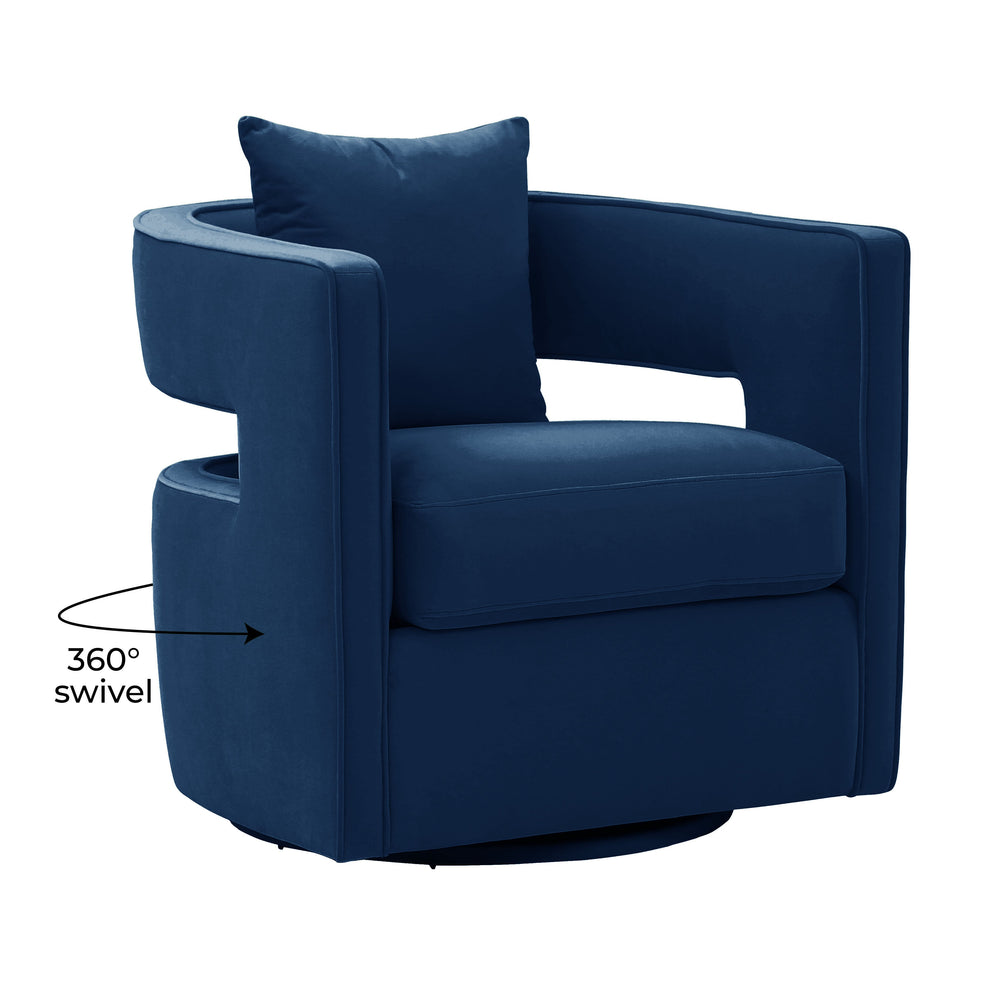 Kennedy Performance Velvet Swivel Accent Chair - Navy