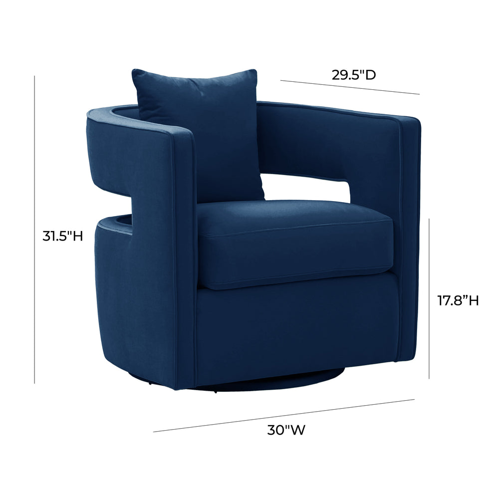 Kennedy Performance Velvet Swivel Accent Chair - Navy