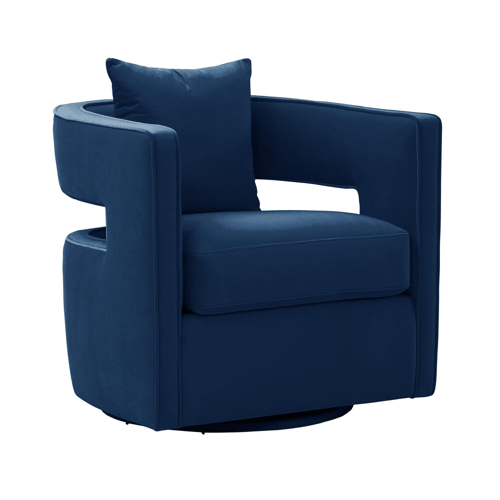 Kennedy Performance Velvet Swivel Accent Chair - Navy