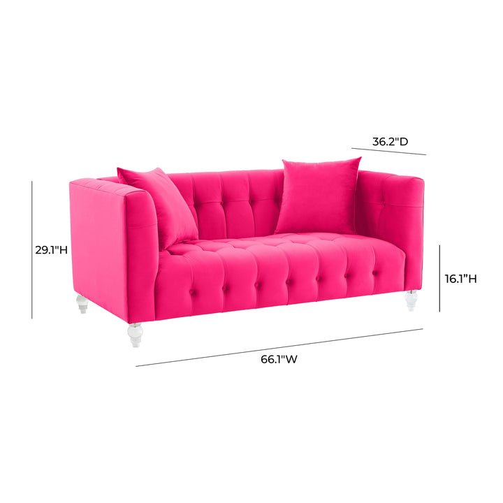 Bea 66" Hot Pink Performance Velvet Loveseat