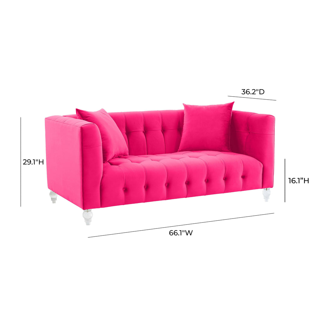 Bea 66" Hot Pink Performance Velvet Loveseat