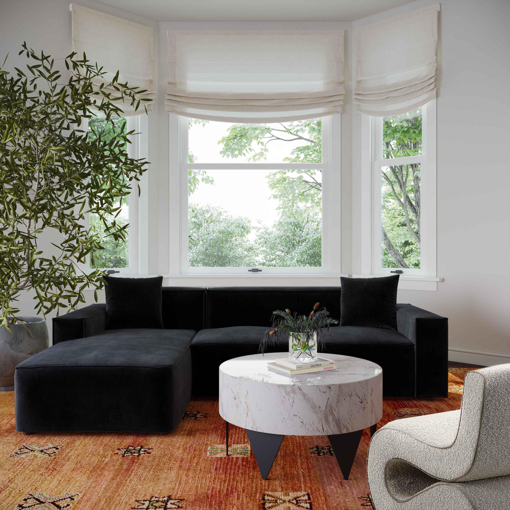 Olafur 2-Piece Performance Fabric L-Shaped Sectional - Black / LAF