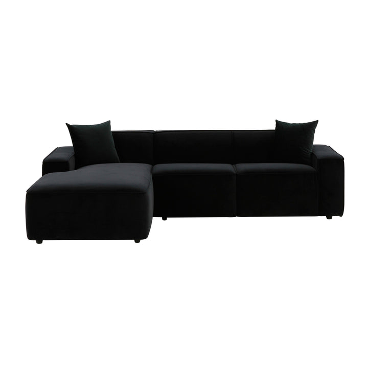 Olafur 2-Piece Performance Fabric L-Shaped Sectional - Black / LAF
