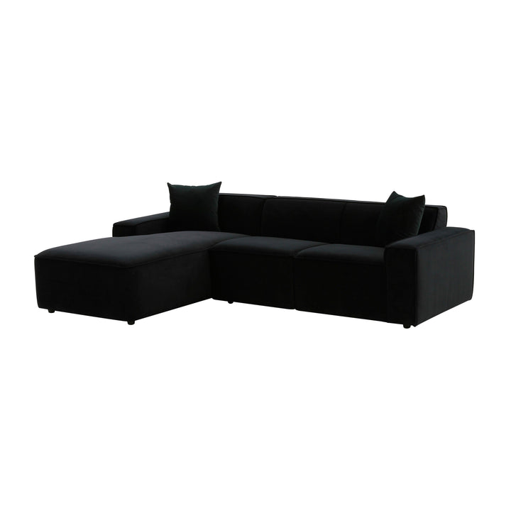 Olafur 2-Piece Performance Fabric L-Shaped Sectional - Black / LAF