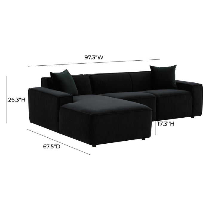 Olafur 2-Piece Performance Fabric L-Shaped Sectional - Black / LAF
