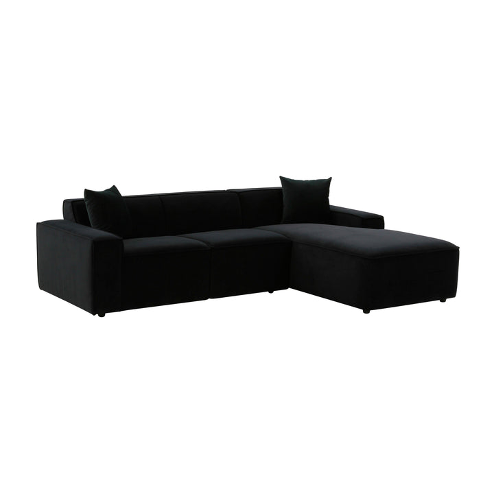 Olafur 2-Piece Performance Fabric L-Shaped Sectional - Black / RAF
