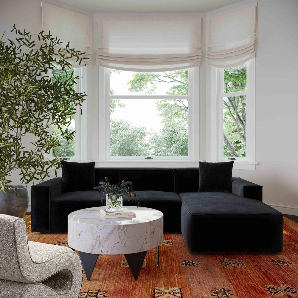 Olafur 2-Piece Performance Fabric L-Shaped Sectional - Black / RAF