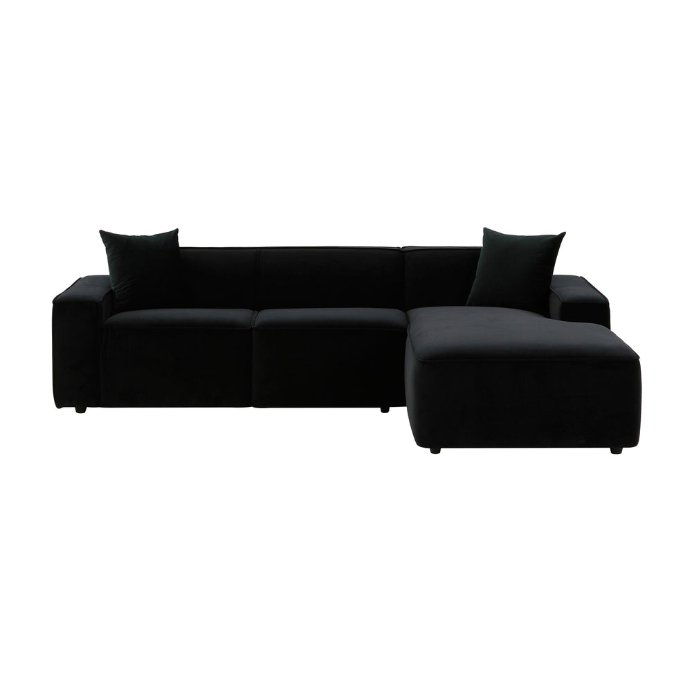 Olafur 2-Piece Performance Fabric L-Shaped Sectional - Black / RAF
