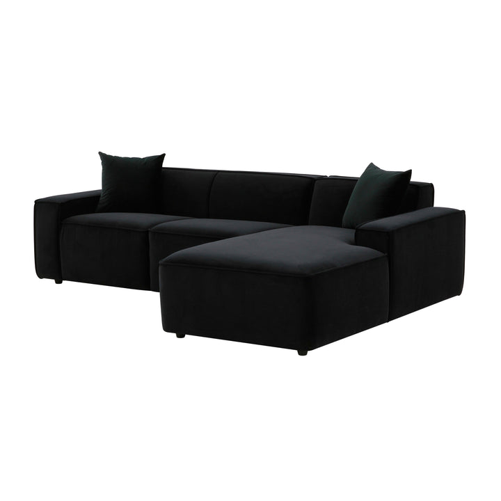 Olafur 2-Piece Performance Fabric L-Shaped Sectional - Black / RAF