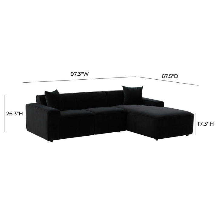 Olafur 2-Piece Performance Fabric L-Shaped Sectional - Black / RAF