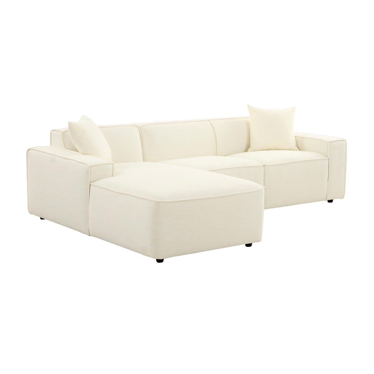 Olafur 2-Piece Performance Fabric L-Shaped Sectional - Cream / LAF